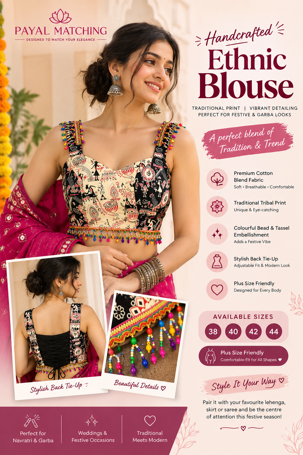 Navratri Spaghetti Cotton Print