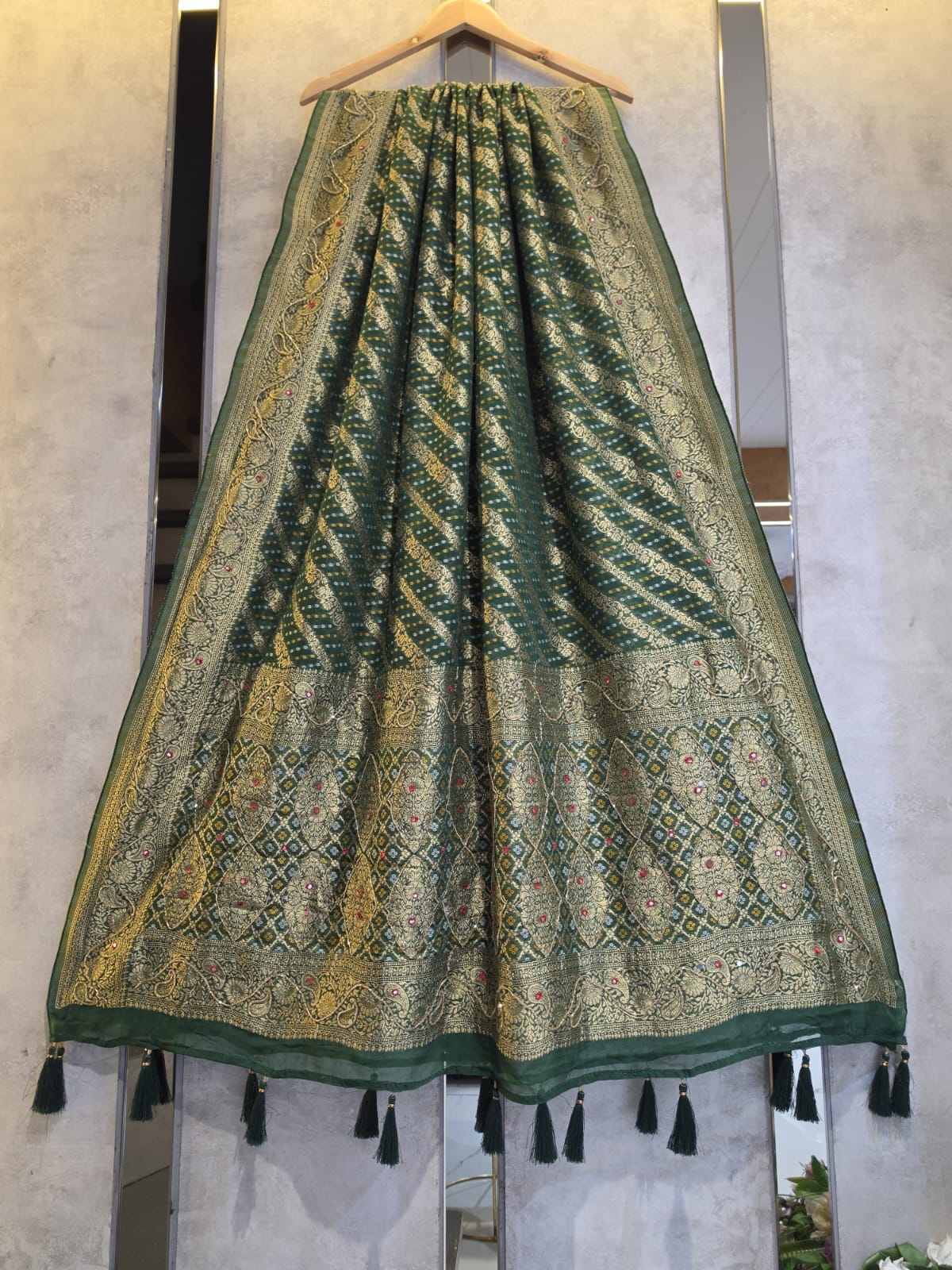 Pure Gaji SIlk Multi Bandhej Dupatta