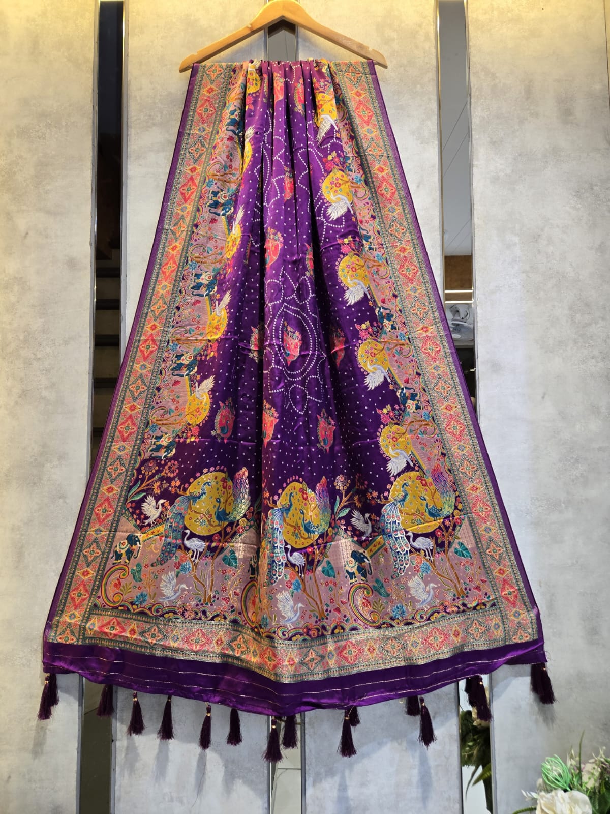 Pure Modal Silk Handwork Dupatta with Woven Motifs and Position