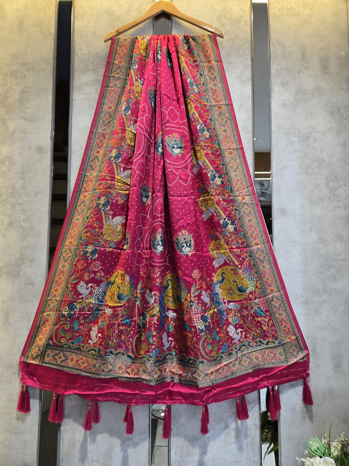 Pure Modal Silk Handwork Dupatta with Woven Motifs and Position