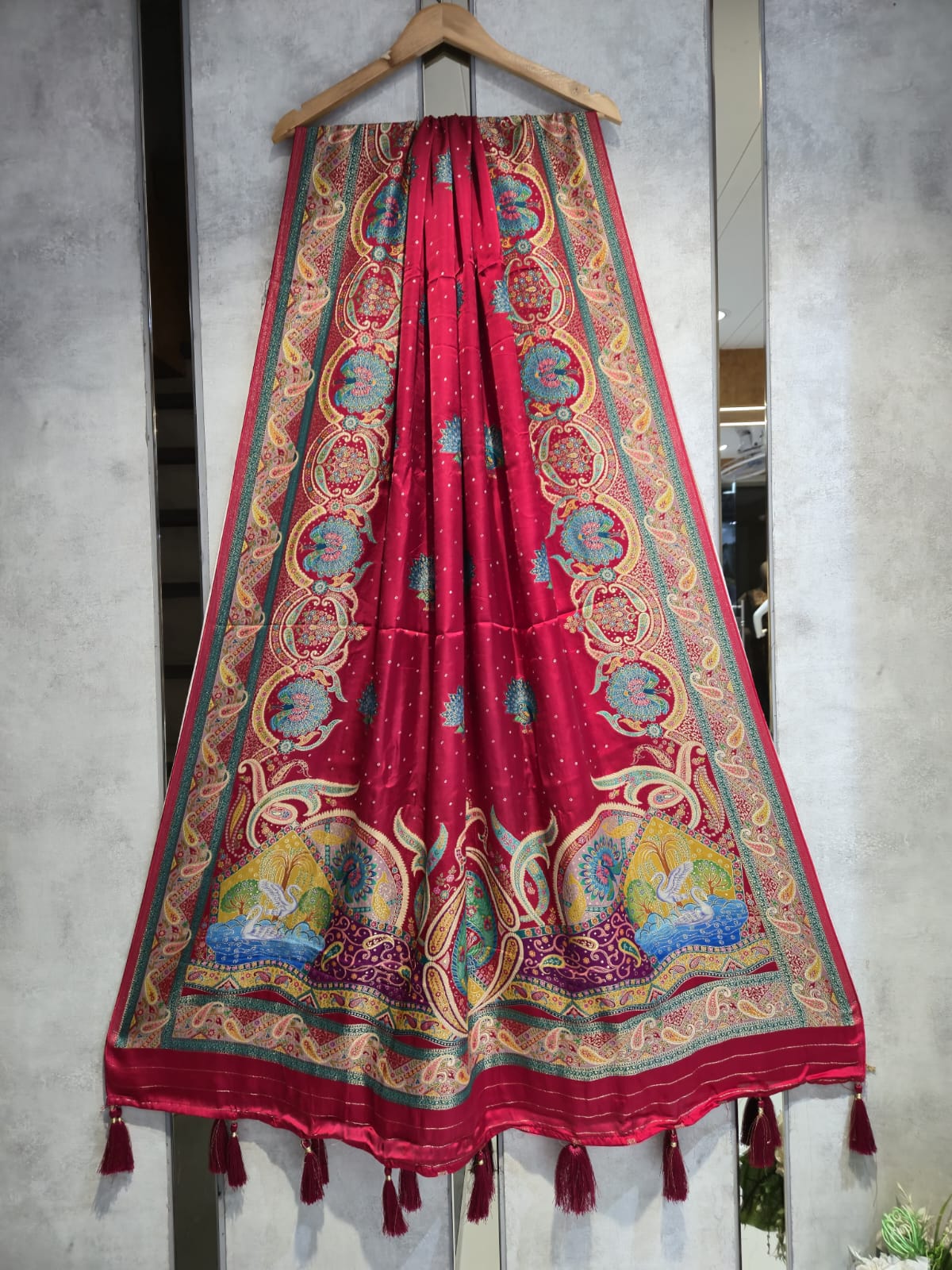 Pure Modal Silk Handwork Dupatta with Woven Motifs and Position