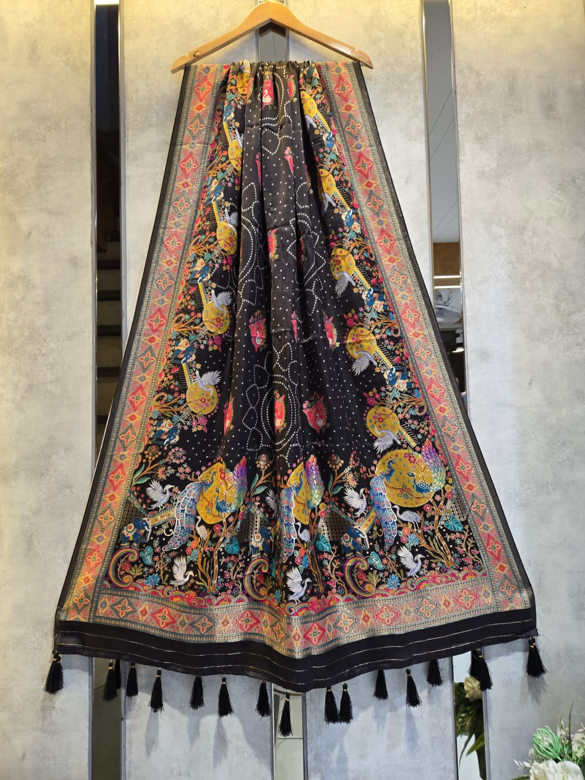 Pure Modal Silk Handwork Dupatta with Woven Motifs and Position