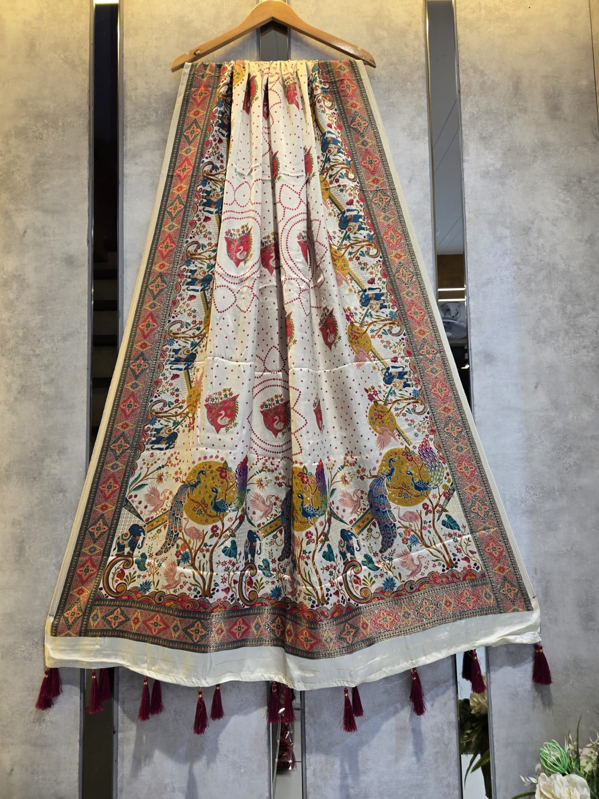 Pure Modal Silk Handwork Dupatta with Woven Motifs and Position