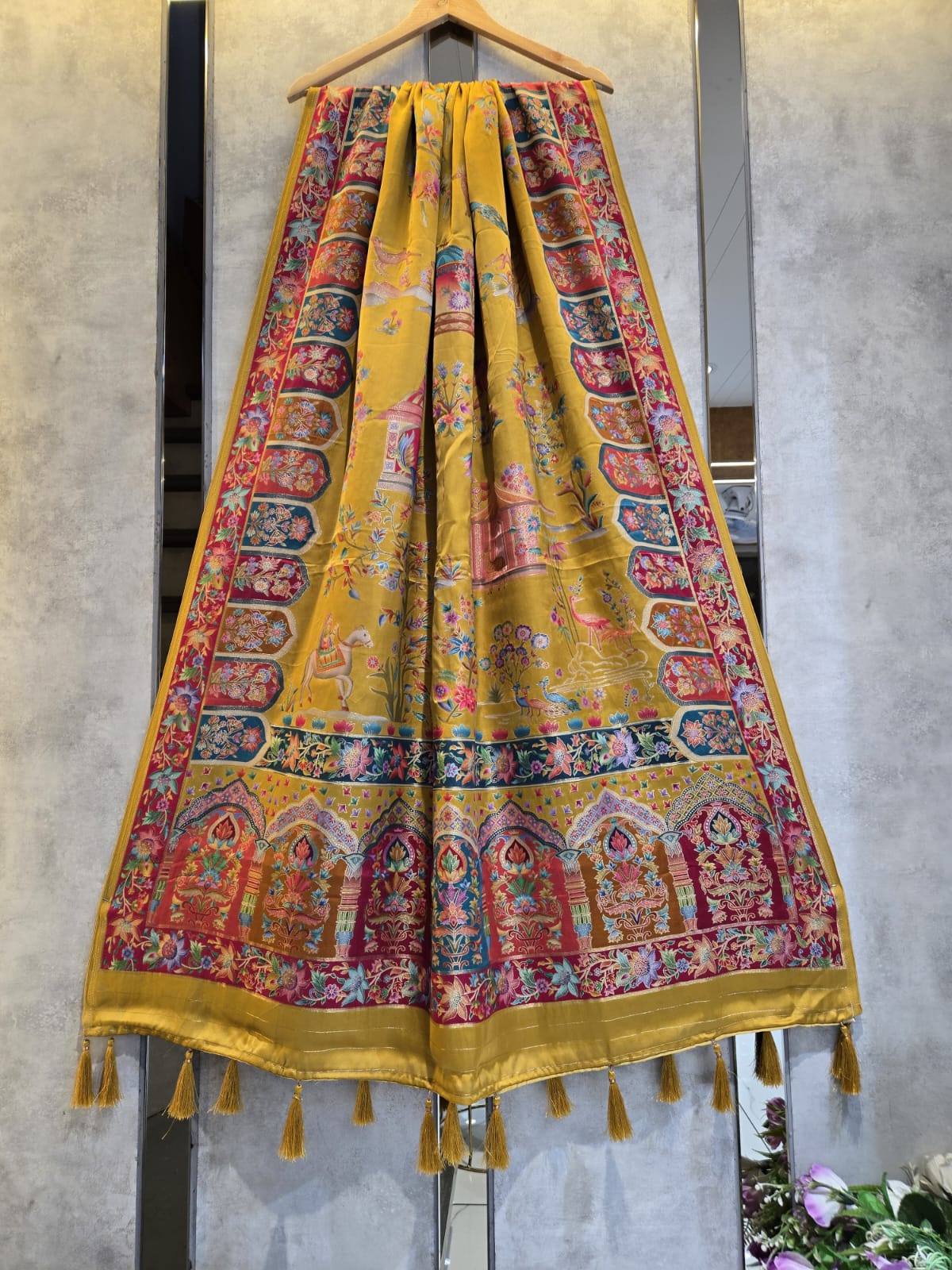 Pure Modal Silk Handwork Dupatta with Woven Motifs and Position